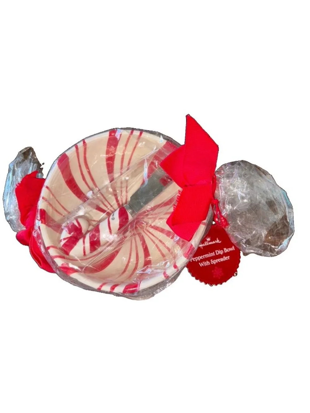 NWT’s-Hallmark Peppermint Dip Bowl With Spreader-5” Diameter